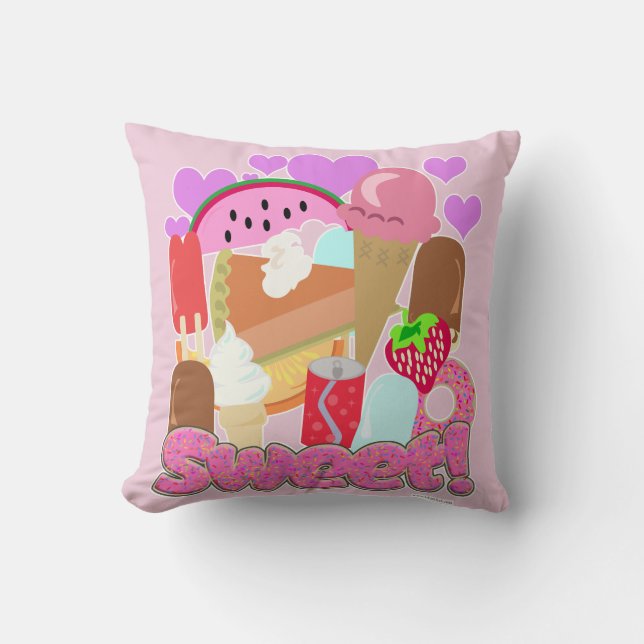 Happy Fun Food Sweets Love Dessert Cartoon Cushion (Front)