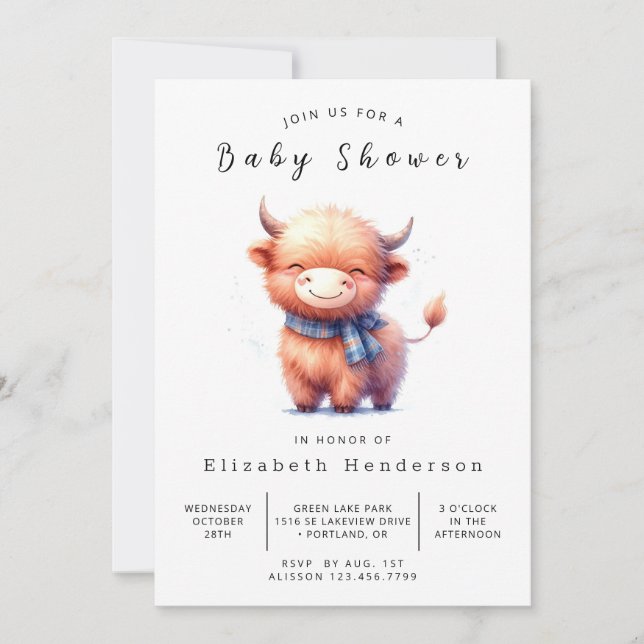 Happy Fun Simple Cow Baby Shower Invitation (Front)