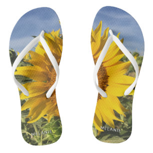 Happy Fun Sunflower Summer Beach Thongs