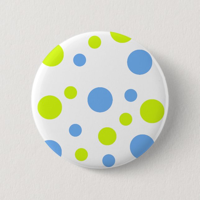 Happy Funky Yellow Blue Bubbles 6 Cm Round Badge (Front)
