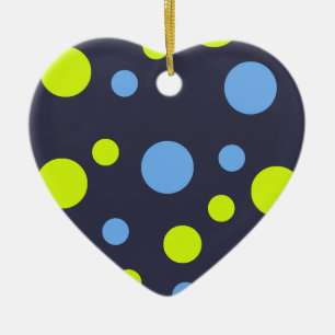 Happy Funky Yellow Blue Bubbles Ceramic Ornament