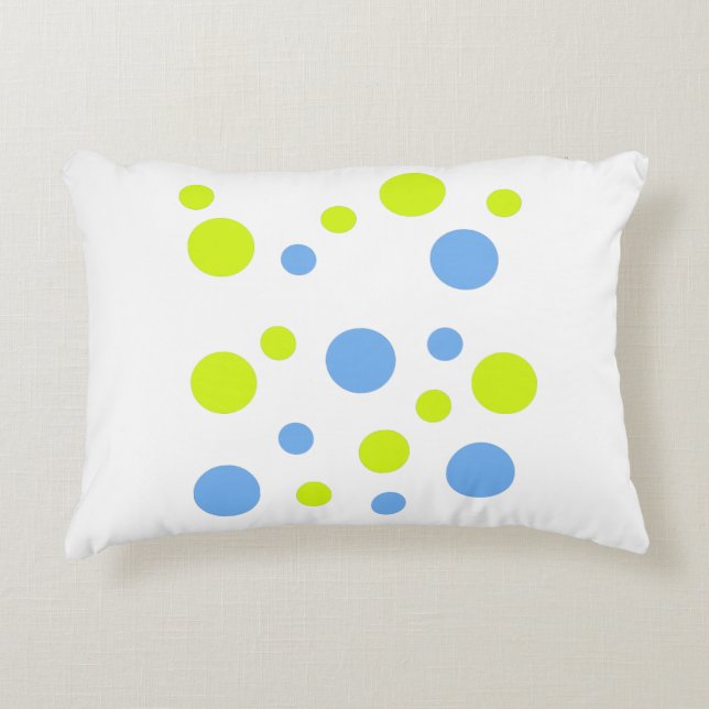 Happy Funky Yellow Blue Bubbles Decorative Cushion (Front)