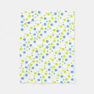 Happy Funky Yellow Blue Bubbles Fleece Blanket
