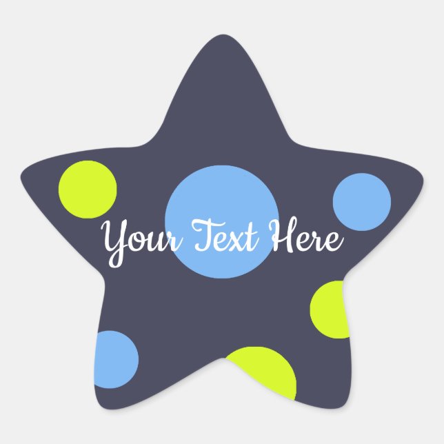 Happy Funky Yellow Blue Bubbles Star Sticker (Front)