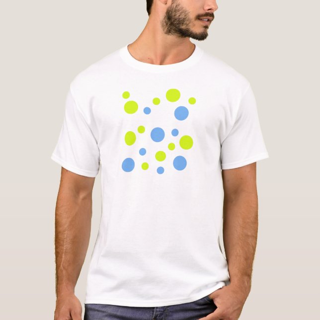 Happy Funky Yellow Blue Bubbles T-Shirt (Front)