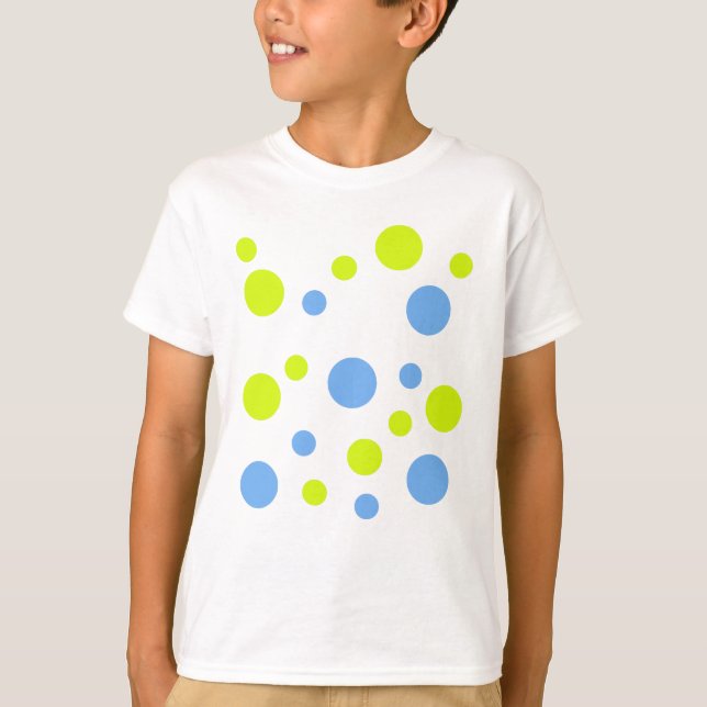 Happy Funky Yellow Blue Bubbles T-Shirt (Front)