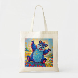 Happy funny bear Abstract cute animal art Tote Bag