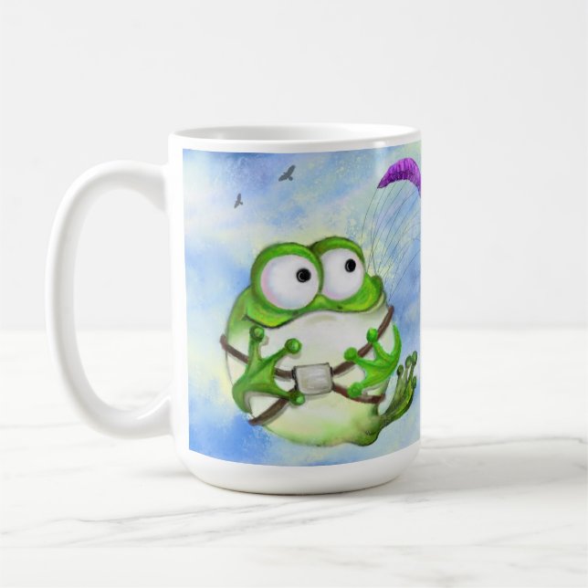 Happy Funny Frog Paraglider Mug (Left)
