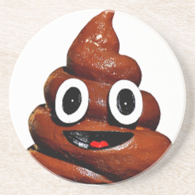 happy funny poop emoji coaster (Front)
