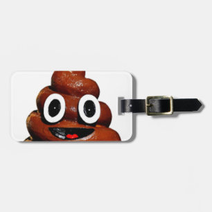 happy funny poop emoji luggage tag