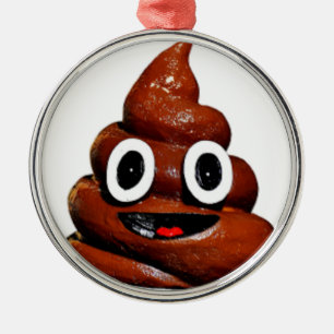 happy funny poop emoji metal tree decoration
