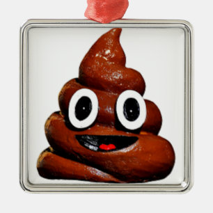 happy funny poop emoji metal tree decoration