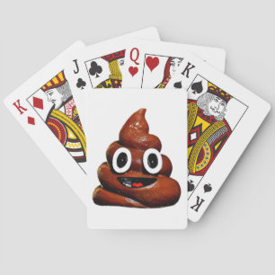 happy funny poop emoji playing cards