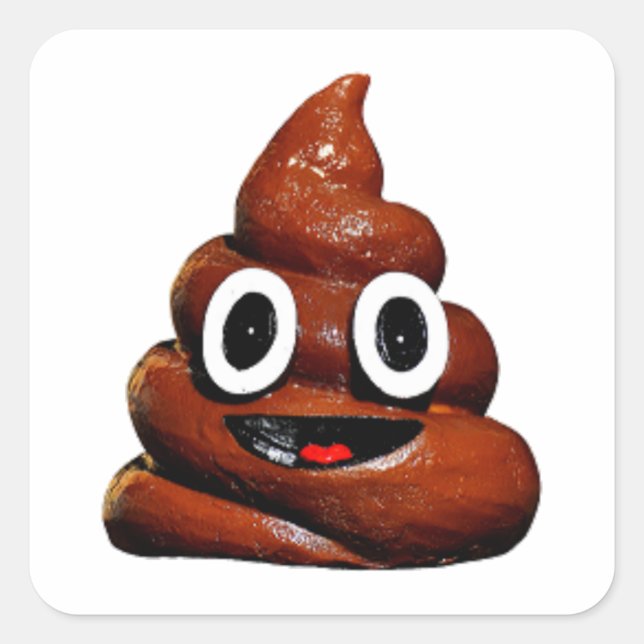 happy funny poop emoji square sticker (Front)