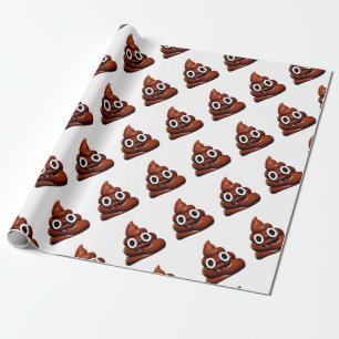 happy funny poop emoji wrapping paper