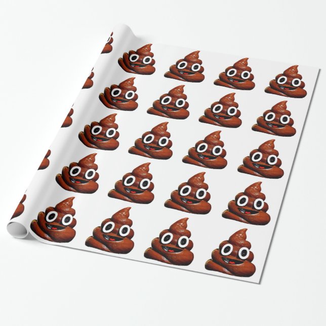 happy funny poop emoji wrapping paper (Unrolled)