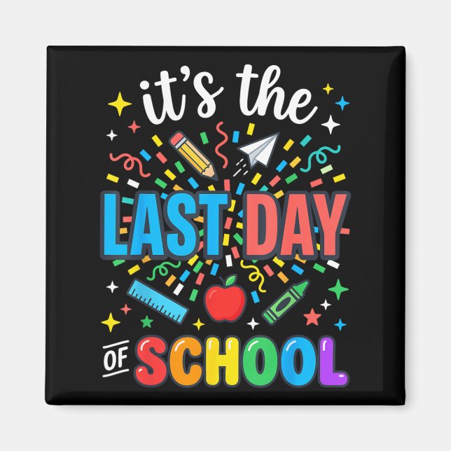Happy Funny Retro Teacher Student Summer Last Day Magnet (Front)