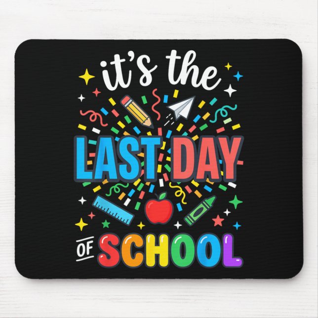 Happy Funny Retro Teacher Student Summer Last Day Mouse Pad (Front)