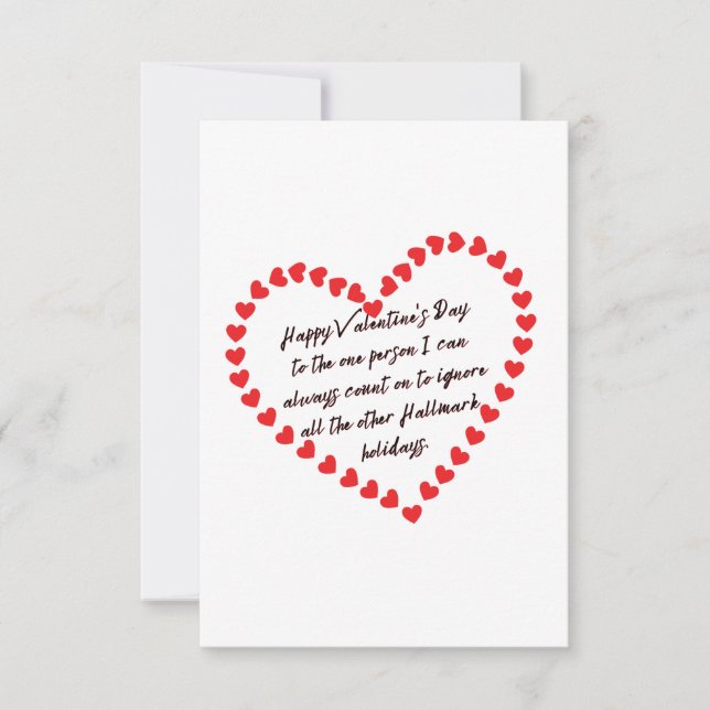Happy Funny Valentines Day gift quotes sarcastic Thank You Card (Front)