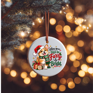 Happy Furry Christmas Ornament Welsh Corgi