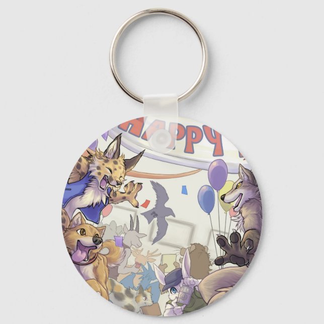 Happy furry con Keychain (Front)
