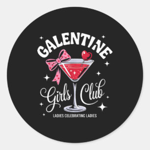Happy galentine gang girl's club ladies celebratin classic round sticker