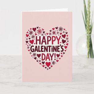 Happy Galentine Glitter Hearts Card