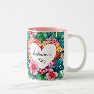 Happy Galentine’s Day Hawaiian Heart Two-Tone Coffee Mug
