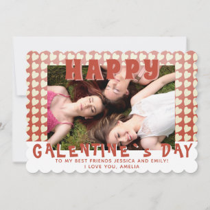 Happy Galentine`s Day Heart Photo Friend  Holiday Card