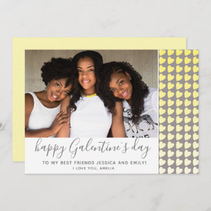 Happy Galentine`s Day Yellow Heart Photo Friend Holiday Card
