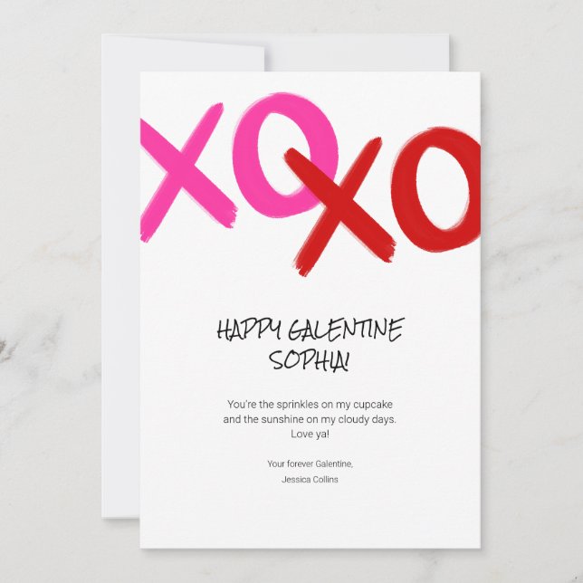 Happy Galentine XOXO Hugs and Kisses Best Friends Holiday Card (Front)
