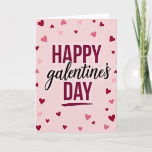 Happy Galentines Brushstroke Hearts Card