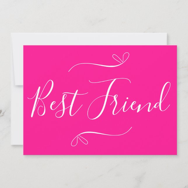 Happy Galentine's Day Best Friend Hot Pink  Holiday Card (Front)