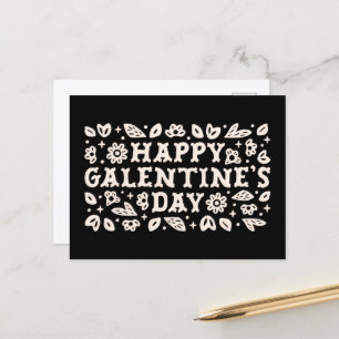 Happy Galentines Day bestie wishes retro black Postcard