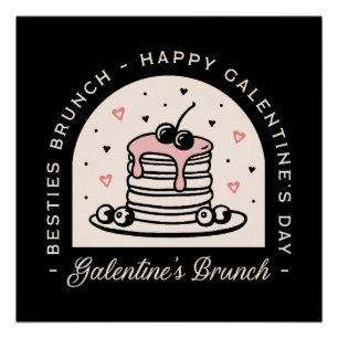 Happy Galentines day besties girls brunch party Poster