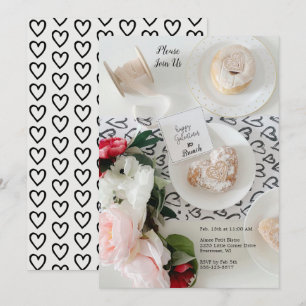 Happy Galentine's Day Black Heart Bunch Invitation