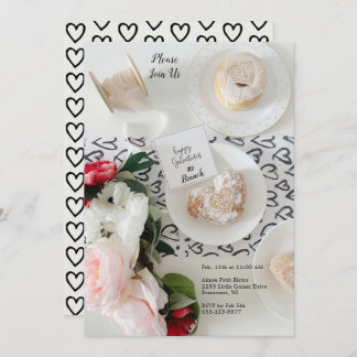Happy Galentine's Day Black Heart Bunch Invitation