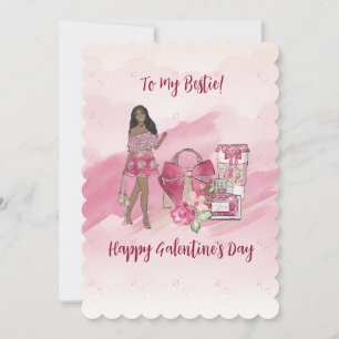 Happy Galentine's Day Black Woman Holiday Card