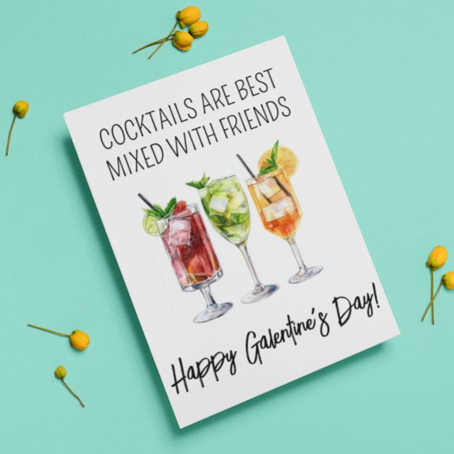 Happy Galentine's Day Cocktail Friends Card (Creator Uploaded)