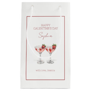 Happy Galentine's Day Cocktails Script Name Small Gift Bag