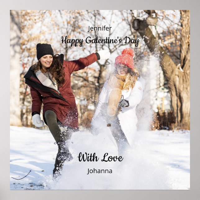 Happy Galentine's Day Custom Photo Best Friends Poster (Front)