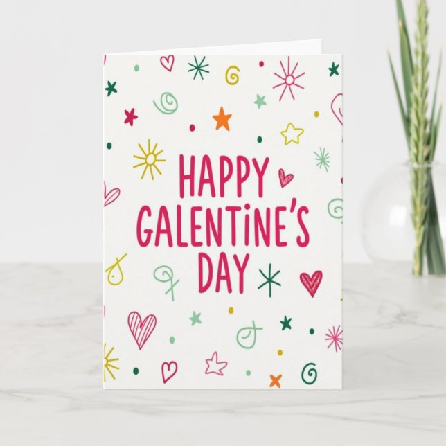 Happy Galentines Day Doodle Card (Front)