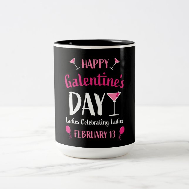 Happy Galentine's Day February 13 Two-Tone Coffee Mug (Center)