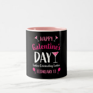 Happy Galentine's Day February 13 Two-Tone Coffee Mug