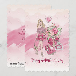 Happy Galentine's Day Feminine Designs Holiday Card