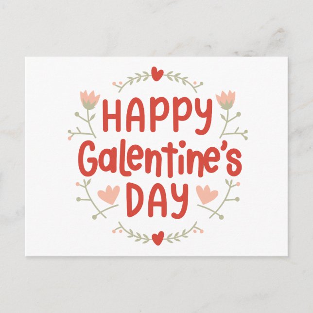 Happy Galentines Day - floral design Postcard (Front)
