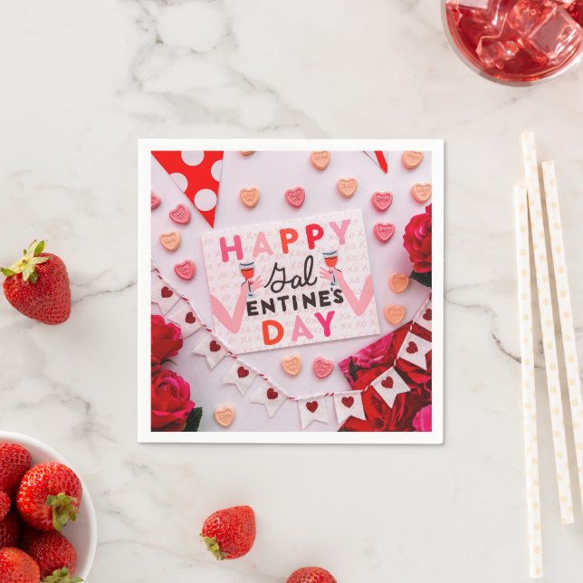 Happy Galentine's Day Food & Spirits Party Napkin (Insitu)