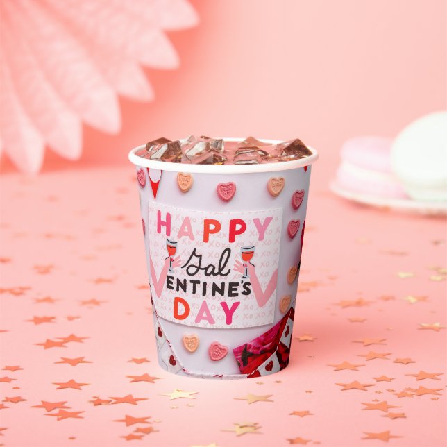 Happy Galentine's Day Food & Spirits Party Paper Cups (Insitu)