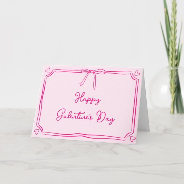 Happy Galentine's Day Girly Pink Gal Pal Friend Card (Front)
