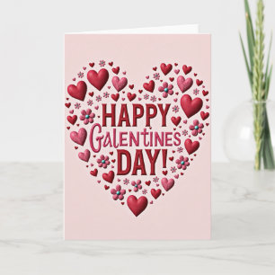 Happy Galentines Day Hearts Flowers Card